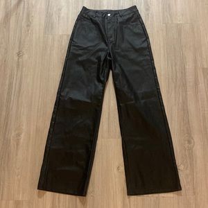 Pleather straight leg pants